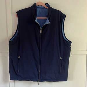 Peter Millar Mens Large Crown Reversible Soft Golf Vest Full Zip Navy/Blue XL